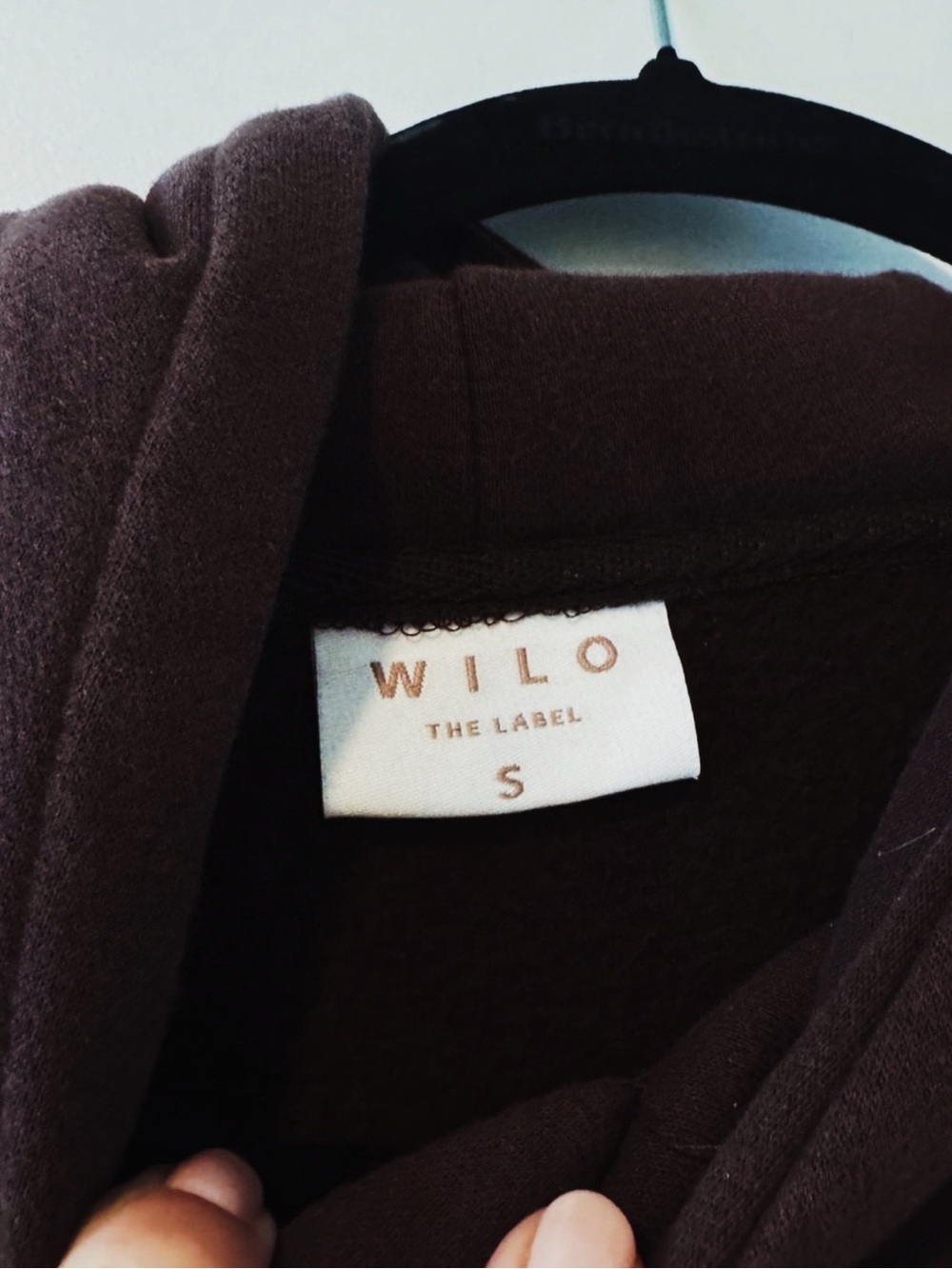 NEW / NWOT - WILO Brown Pullover Hoodie with Pink Logo - Picture 5 of 5